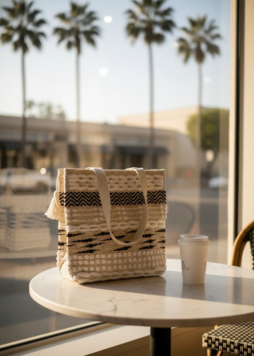 OLL OO LA LA BEAUTY Tote bags | Boho Woven Tote Bag for Women | Cotton Macrame Shoulder Bag with Fringe & Tassel | Boho Tote bag for Beach, Casual & Travel Handbag, Braided style