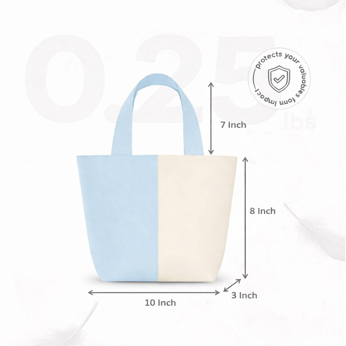 Lify Canvas Mini Tote Bag for Women | Small Handbag Purse with Zipper & Inner Pocket | Lightweight Cotton Canvas Craft Bag for Daily Use, Travel, Shopping & Gifting (1 Piece) (Sky Blue)