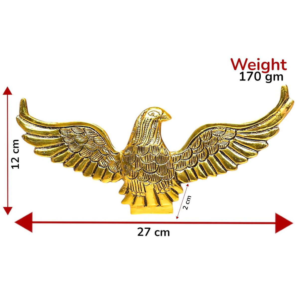KridayKraft Aluminium Flying Eagle Showpiece Decorative Statue Antique Showpiece Memento Trophy Award, Vastu Power Strength