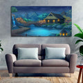 VIBECRAFTS Canvas Paintings for Living Room Drawing Room Beautiful Japanese Courtyard at Night Canvas Wall Painting for Home|Office|Gift(PTVCH_2394)(48 x 24 Inches)