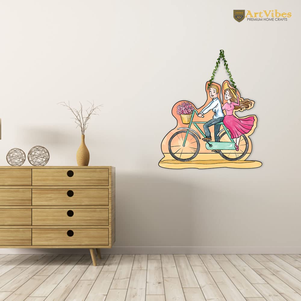 Artvibes Couple Wooden Wall Hanging for Decoration | Valentine Gift for Partner | Gift Items For Girlfriend Boyfriend Husband Wife | Wall Illustrations | Unique Gift Items | Wall Accent (WH_8304N)