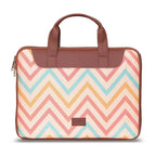 ZOUK WavBeach Wave Printed Women's Jute Handcrafted Vegan Leather Multicolor L Zipper Laptop Sleeve 15.6 inch