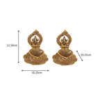 Prince Home Decor & Gifts Aluminium Metal Ganesh Diya with Swastik Engraved in Hand (10.2 cm x 10.2 cm x 11.5 cm, Set of 2), Multicolor