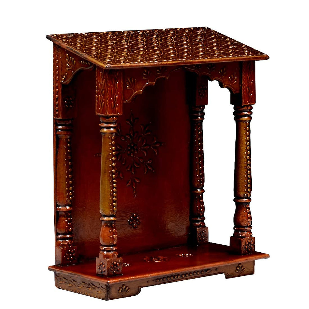 CRAFT TREE Handcrafted Wooden Hanging Mini Hut Temple/Mandir/Pooja Ghar,Color:- Copper (Size: 13 x 6 x 15 inch)
