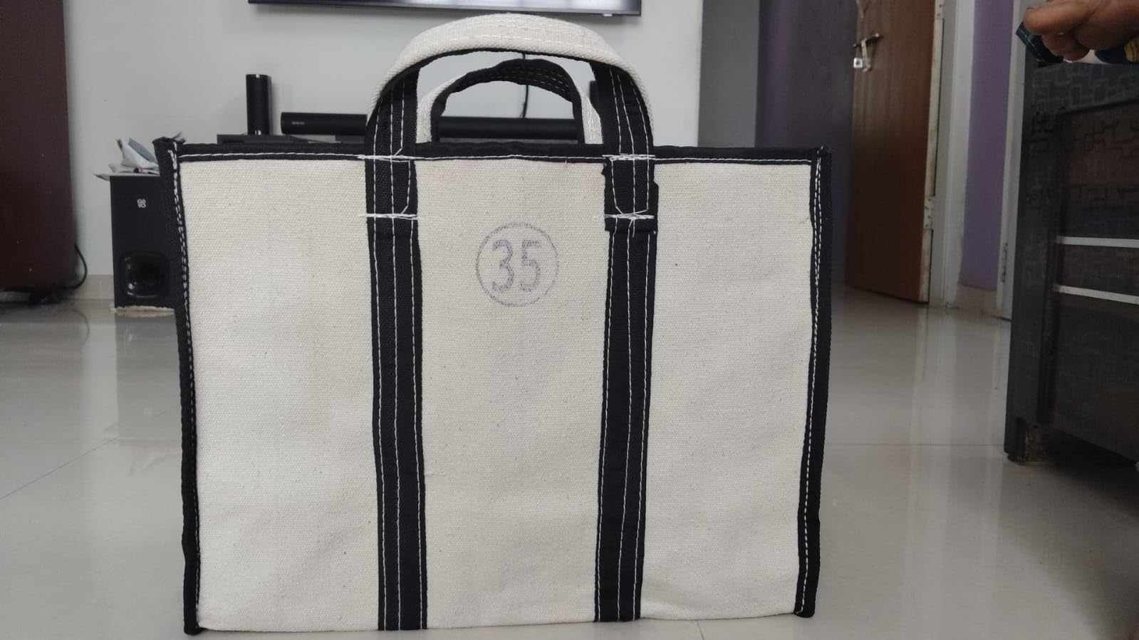 Heavy Duty Canvas Utility Tote Bag with Reinforced Handles, Large Reusable Storage Tote, Natural Cotton Canvas Carry Bag for Shopping, Grocery, Travel, Beach, Picnic & Everyday Use 10KG Capacity