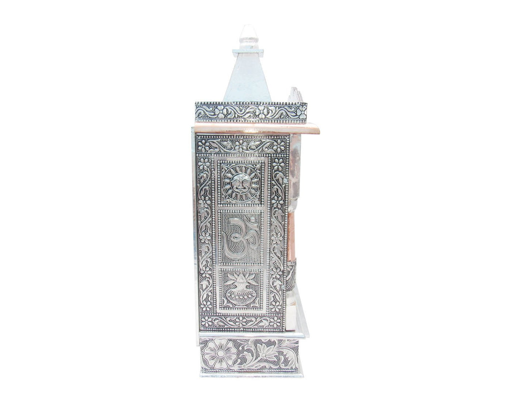 GoldGiftIdeas Pooja Mandir for Home Temple, Pooja Mandir Wall Hanging, Handcrafted Wooden Temple with Aluminium and Copper Plating, Temple for Home (12 x 6 x 23 Inch)