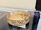 Golden Brass Finish Serving Tray | Decorative Round Metal Trays | Handmade Tea & Snack Serving Trays for Home Décor & Gifting (8'' Tray Golden)