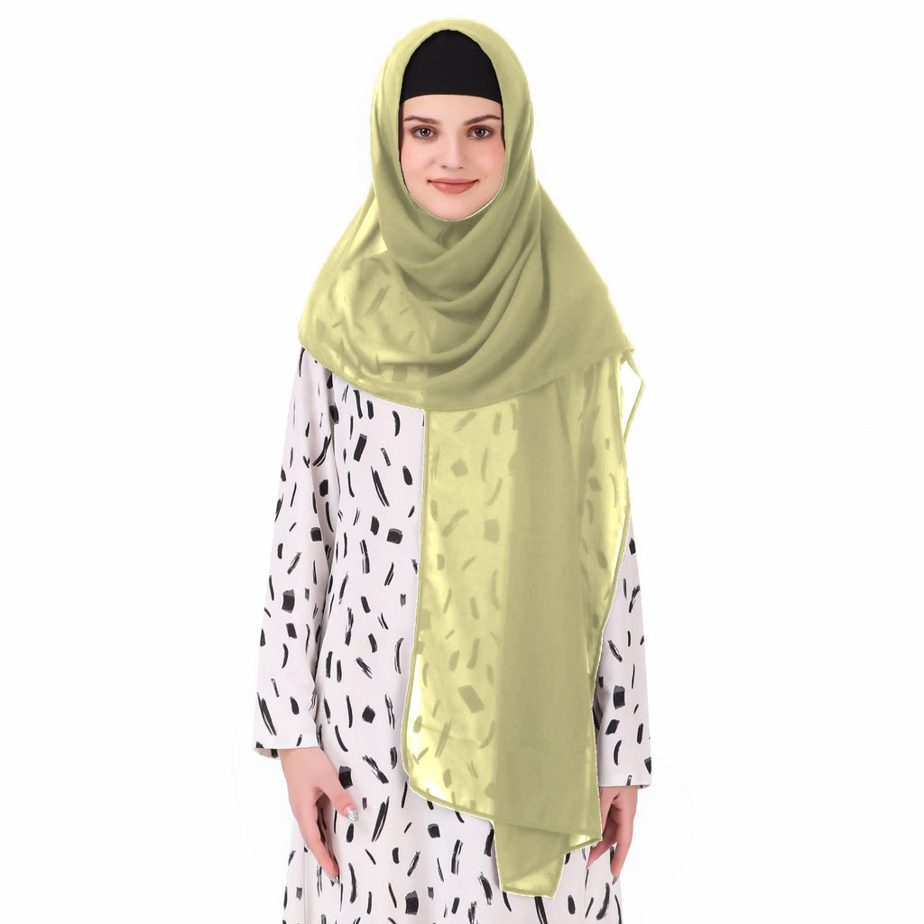 MyBatua Long Hijab in Breathable Soft Georgette large Head Wrap, Wholesale Price, 1pc Scarf HJ-020 (50x180 cm, Pale Olive)