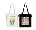 Peach Blossom Printed Cotton Zipper Tote Bags | CBAG - WHT-MATISSE_BLK-1989(9) BOX