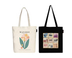 Peach Blossom Printed Cotton Zipper Tote Bags | CBAG - WHT-MATISSE_BLK-1989(9) BOX