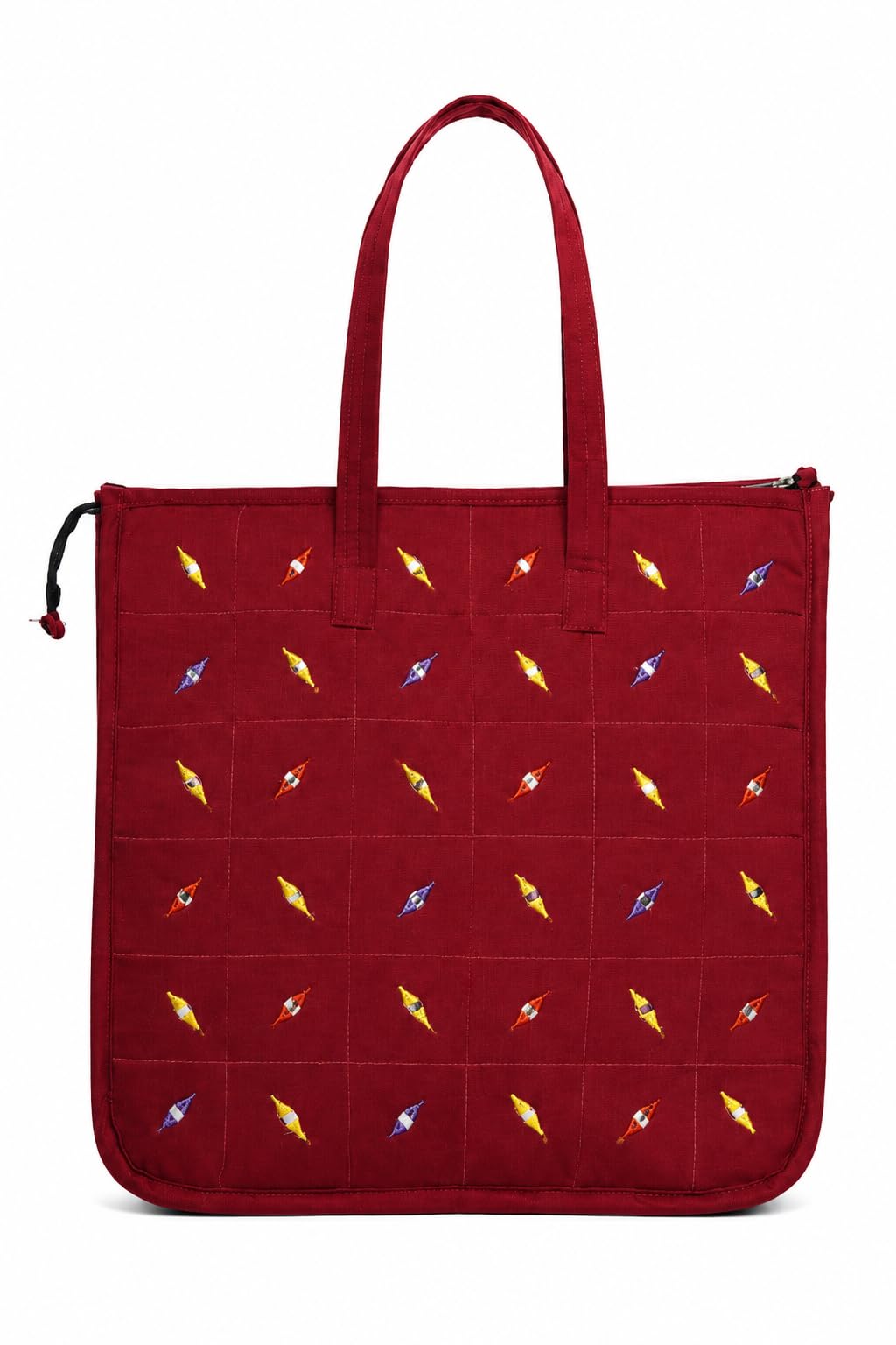 Vaishnavi Creations Solapur | Embroidered Cotton Tote Bag for Women | Spacious Handbag | Eco-Friendly Shoulder Bag for Office, Shopping & Daily Use | Maroon