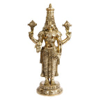 ARTVARKO Brass Tirupati Balaji Venkateshwara Idol Vishnu Chakra Namah Shankh Statue Murti Lord Srinivasa Pooja Vastu Religious Idol for Home Office Temple Decor Gift 18 Inch.