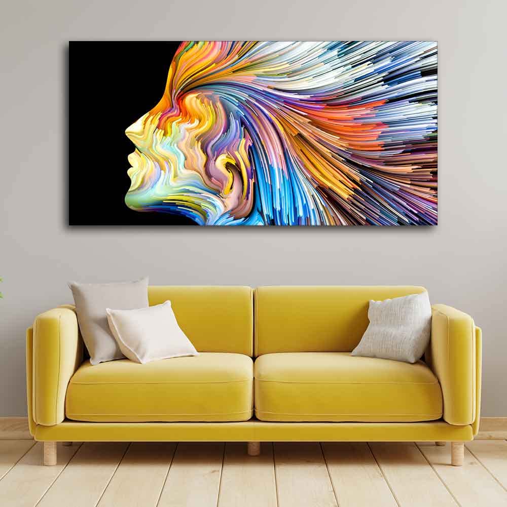 VIBECRAFTS Colors of Imagination and Graphic Design Abstract Art Premium Canvas Wall Painting With Frame for Living Room Drawing Room Home|Office|Gift (PTVCH_2223N)