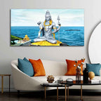 VIBECRAFTS Canvas Paintings for Living Room Drawing Room Shiva Statue Canvas Wall Painting Fitted With Wooden Frame For Home | Office | Living Room | Gifts (PTVCH_2564)