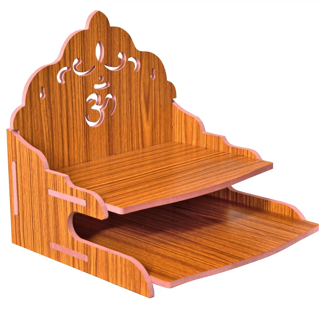 MS Enterprises Wooden Beautiful Plywood Mandir Pooja Room Home Decor Office OR Home Temple Wall Hanging Product (RED B)