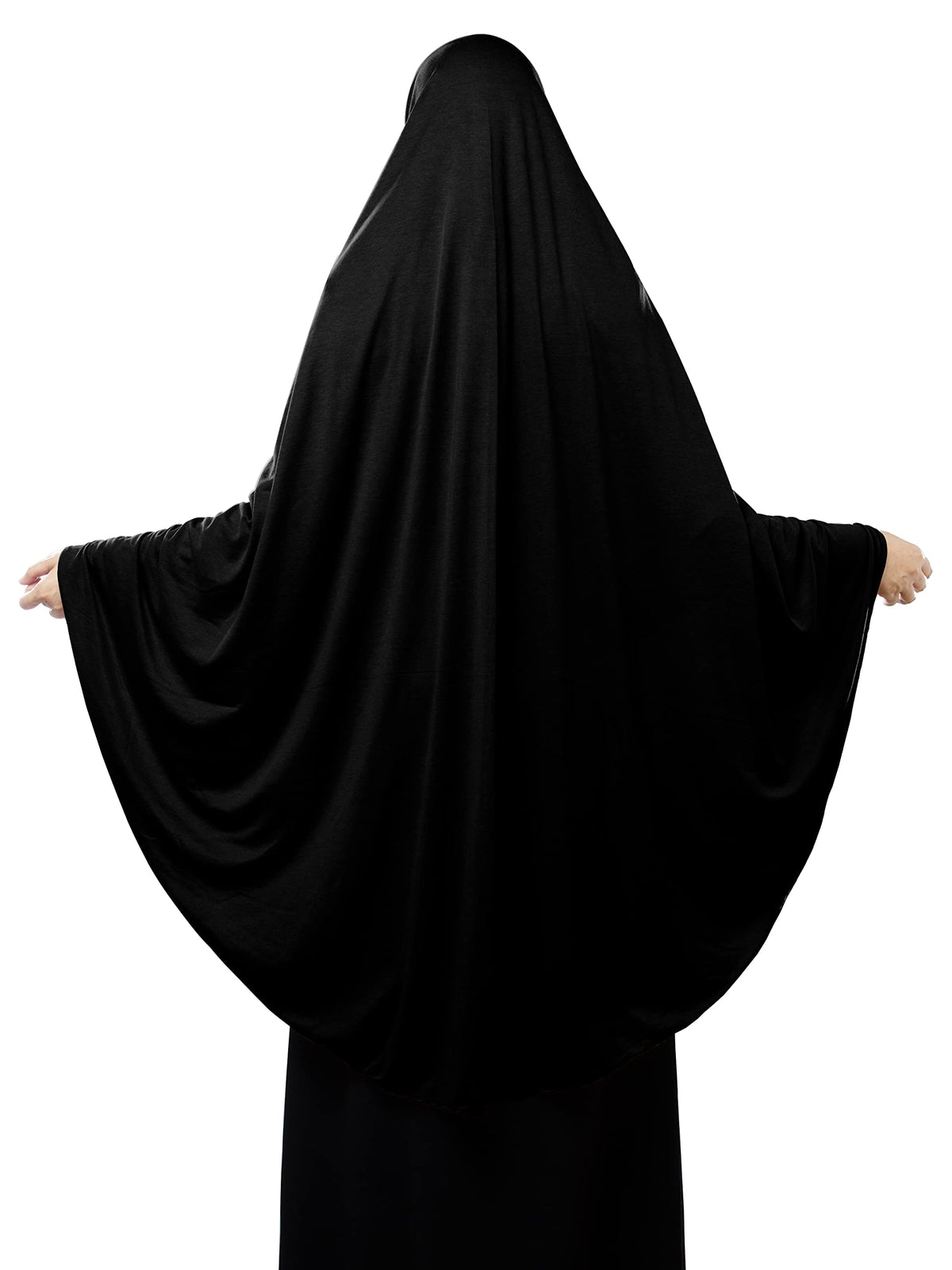 Mehar Hijab Zakia Long Khimar – Modest Islamic Wear | Ready to Wear One-Piece Instant Hijab for Women | Full Coverage Soft Fabric (Black, X-Large)