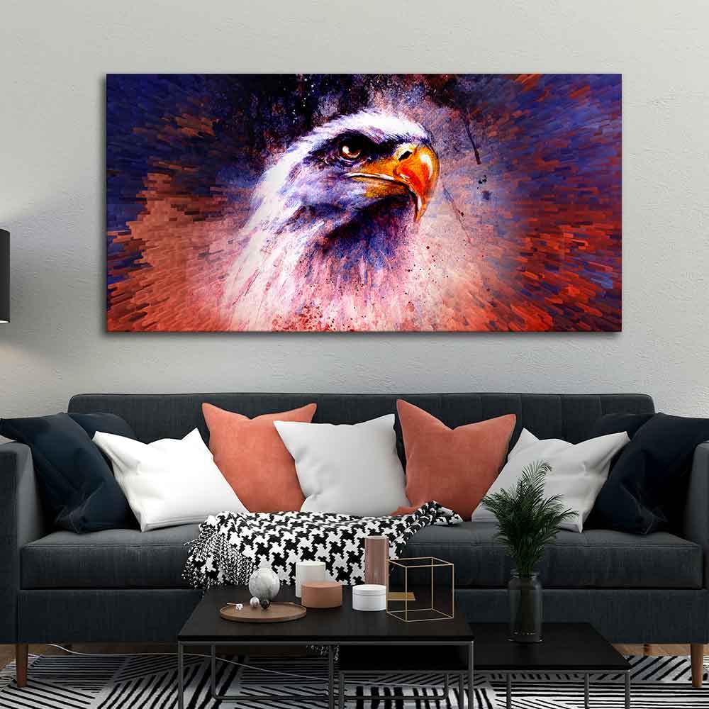 VIBECRAFTS Canvas Paintings for Living Room Drawing Room Eagle Art Canvas Wall Painting Fitted With Wooden Frame For Home | Office | Living Room | Gifts (PTVCH_2532)