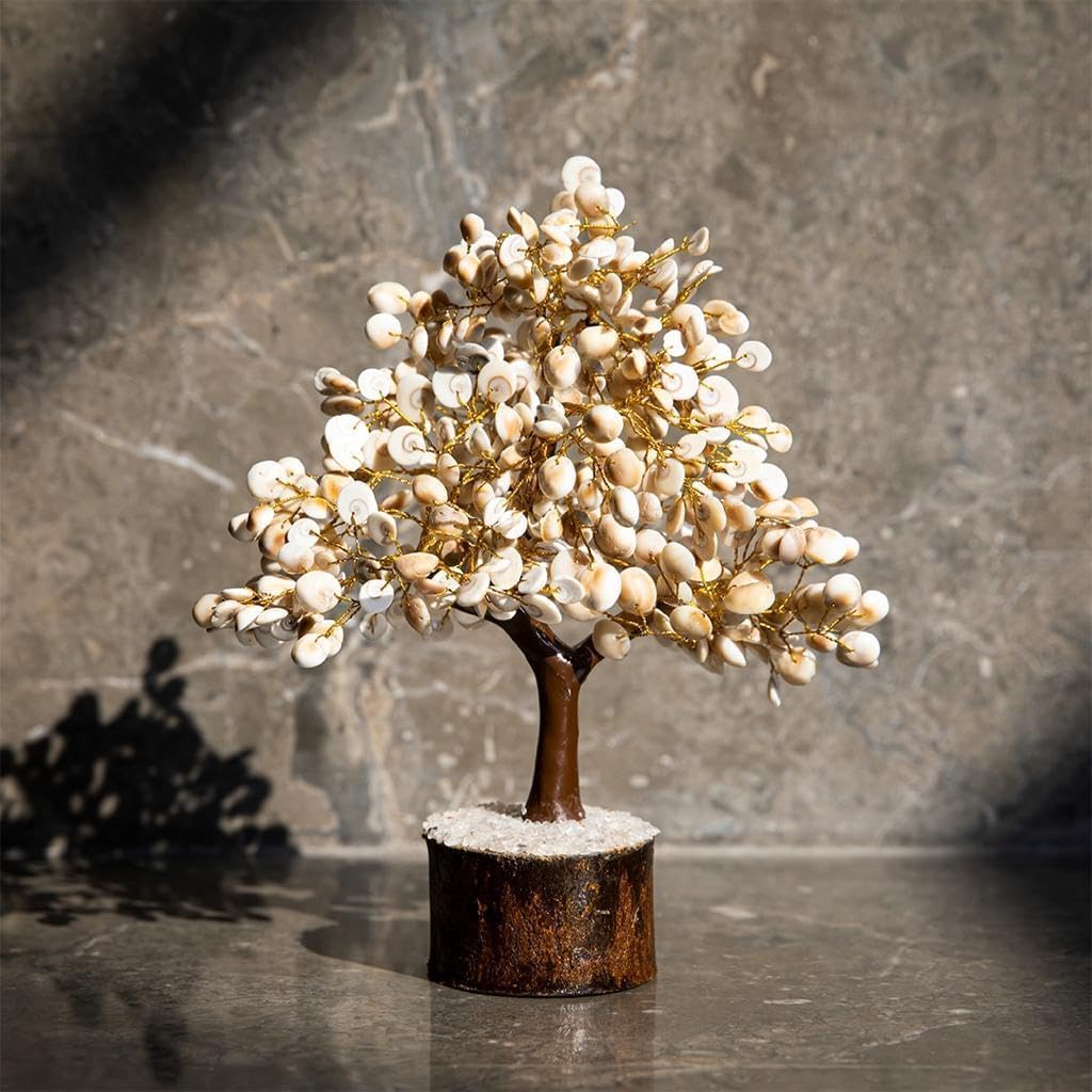 WAVES INDIA Gomti Chakra Tree with 300 Beads Large Size, Original Gomti Chakra Money Tree, Vastu Feng Shui Home Office Decor, Wealth Luck Tree, Spiritual Decorative Showpiece Gift