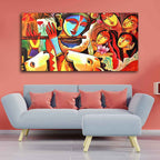 VIBECRAFTS Canvas Paintings for Living Room Drawing Room Radha Krishna Decorative Pattern Canvas Big Wall Painting Wall Art Fitted with Wooden Frame for Home|Office|Gift(PTVCH_2246)
