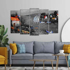 VIBECRAFTS Beautiful Lake View Scenery Canvas Wall Painting Set of Five Pieces For Home|Office|Living Room|Gift (PTVC5Pcs2_6588)