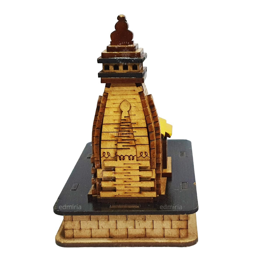 EDMIRIA Kedarnath Temple 3D Miniature Kedarnath Mandir Shree Kedarnath Dham, Lord ShivJi Decorative Wooden Showpiece - Brown, White (Medium (15x9.5x12.5 cm))