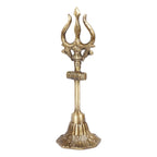 ARTVARKO Lord Shiva Brass Trishul with Damru on Stand for Pooja Room 8 Inches