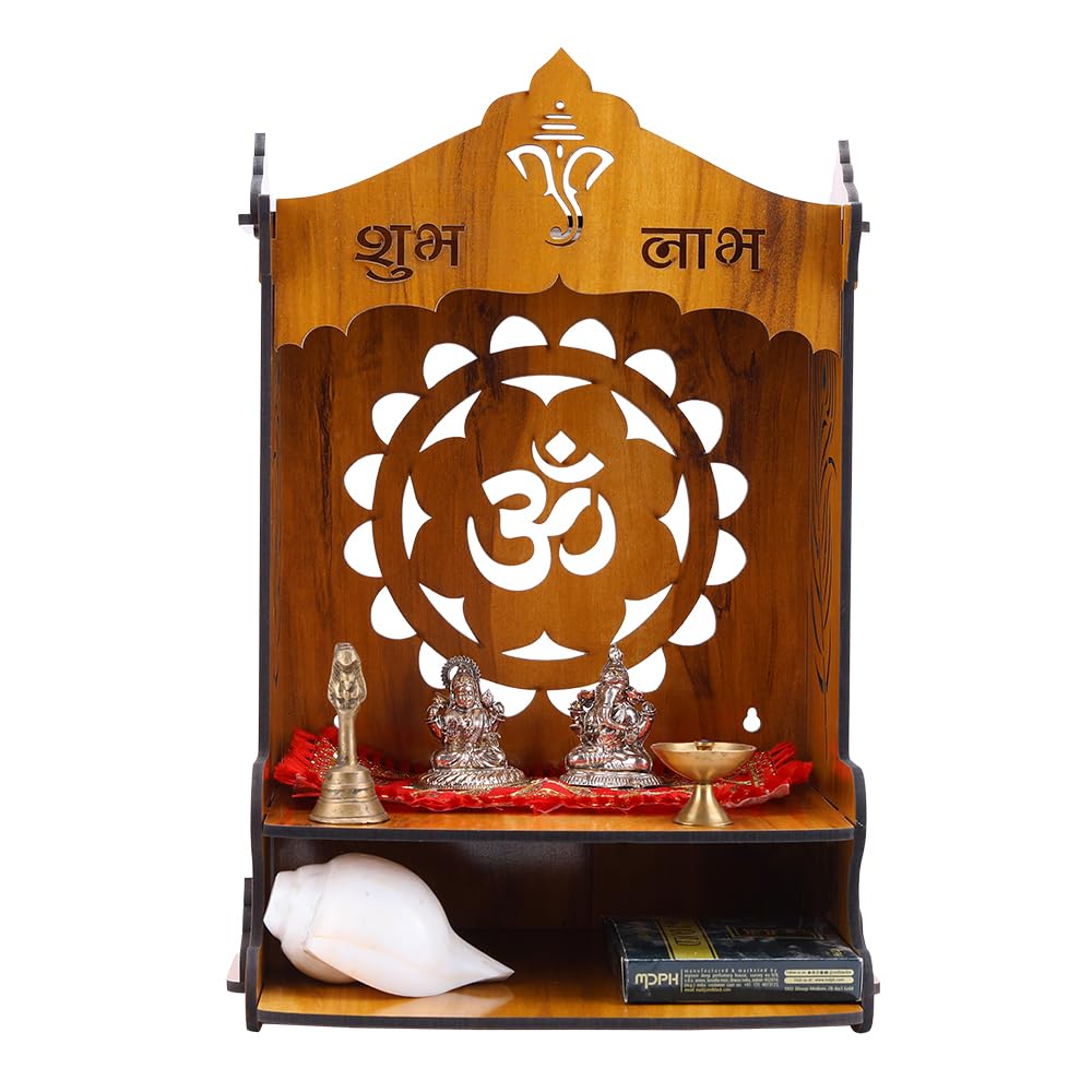 Sehaz Artworks OM Lotus Puja Mandir for Home Big Size|Pooja Mandir-42x23 CM