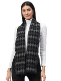 Ravaiyaa - Attitude is everything Women Woolen Ikat Design Casual Warm Winter Wear Muffler Scarf Stole 72x14 Inch (Black & Grey Check)