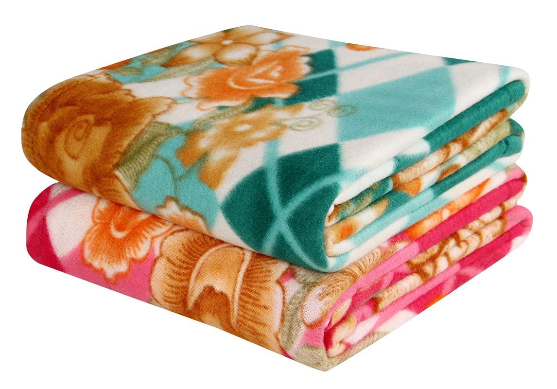 BSB Home All Season Miltipurpose Polar Fleece Blanket Combo| Assorted Multicolour Lightweight Blanket | Set of 2, 60x90 inches | TC - 220 Kafalo