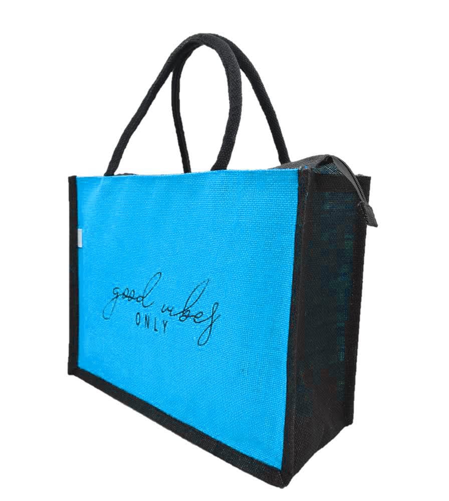JUTEKA quote printed Jute Bag for Lunch, Office, Grocery, Picnic, Tiffin, Shopping Hand Bag with padded cotton handles…