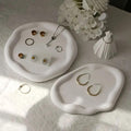 Kitty Cat® Handmade Concrete Trinket Tray Set of 2 – Aesthetic Minimalist Decorative Plates for Jewelry, Candles, Vanity & Table Décor | Modern Home & Office Organizer (Irregular Duo Tray Set)