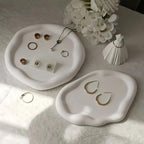 Kitty Cat® Handmade Concrete Trinket Tray Set of 2 – Aesthetic Minimalist Decorative Plates for Jewelry, Candles, Vanity & Table Décor | Modern Home & Office Organizer (Irregular Duo Tray Set)