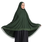 ICW Women Stretchable Jersey Jilbab Cum Prayer khimar Hijab (Free Size) 42 Inch (Olive Green)