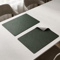 The Table Tales Premium Double-Sided PU Leather Placemat Set of 2 | Reversible Waterproof Heat Resistant Table Mats | Kitchen Dining Accessories | 45 x 30 cm (Dark Green & Grey)