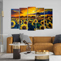 VIBECRAFTS Beautiful Sunflower Garden Canvas Wall Painting of Five Pieces For Home|Office|Living Room|Gift (PTVC5Pcs2_6597)