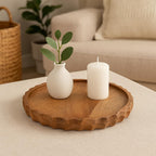 FABULO 10-Inch Round Wooden Serving Tray | Decorative Tray For Table & Kitchen | Stylish Home Decor & Table Organizer.