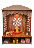 Bien Verrerie Wooden Home Temple/Mandir for Pooja, Built-in Light, Decorative Jali Work, Including Top 21 inches Tall Temple for Home, Office and Shop