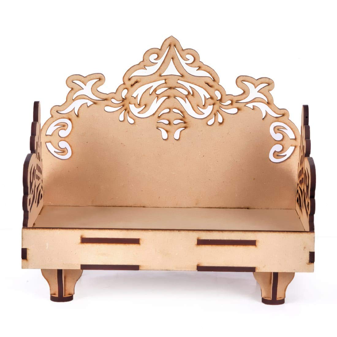 AIRIZ pranali Enterprise CRAFTSFY Wooden Singhasan Temple for God, Laddu Gopal Sinhasan for Pooja Mandir, Singhasan for Diwali, Durga Pooja, Navratri, Ganesh Chaturthi (Cream C)