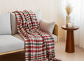 KNIT VIBES 100% Cotton Waffle Weave Sofa Throw Blanket 50x60 Inches or 125x150 cms Lightweight, Soft & Breathable Couch, Bed or Chair Throw Blanket for Living or Bedroom, Red White Checkered Kafalo