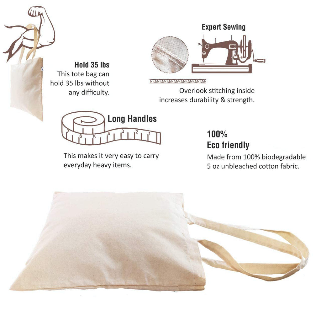 adhyah Reniccaa Extra Large Utility Tote, Foldable Reusable Tote Bags 100% Organic Cotton Grocery,eco-Friendly,Multi-Purpose Bag Sturdy Canvas Bag with 15kgs Capacity Travel Caarry bag. (Pack Of 4)