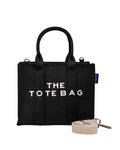 AQVA Small Tote Bag for Women with Pouch | 100% Cotton Canvas Mini Handbag | Stylish Shoulder Bag for Office, Travel, Daily Use (10x8x5 inch, Black)