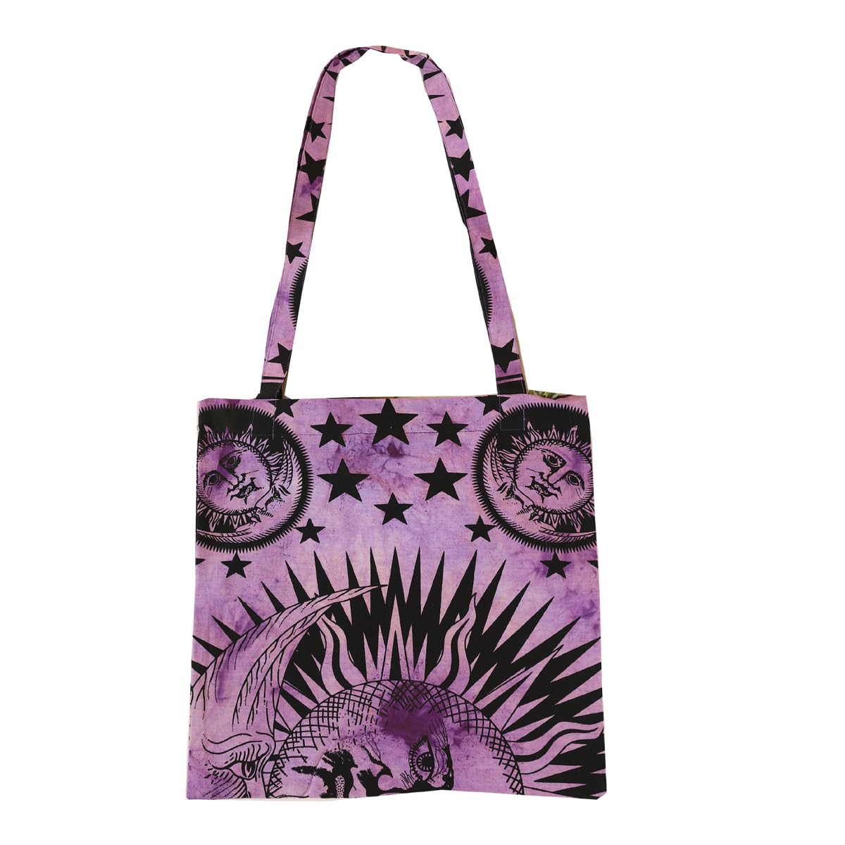 Ravaiyaa - Attitude is everything Cotton Shoulder Bag/Tote Bag For Women| Printed Multipurpose Handbag With Top Zip | Best For Shopping, Travel, Work, Beach, Office, College (Purple Sun & Moon)