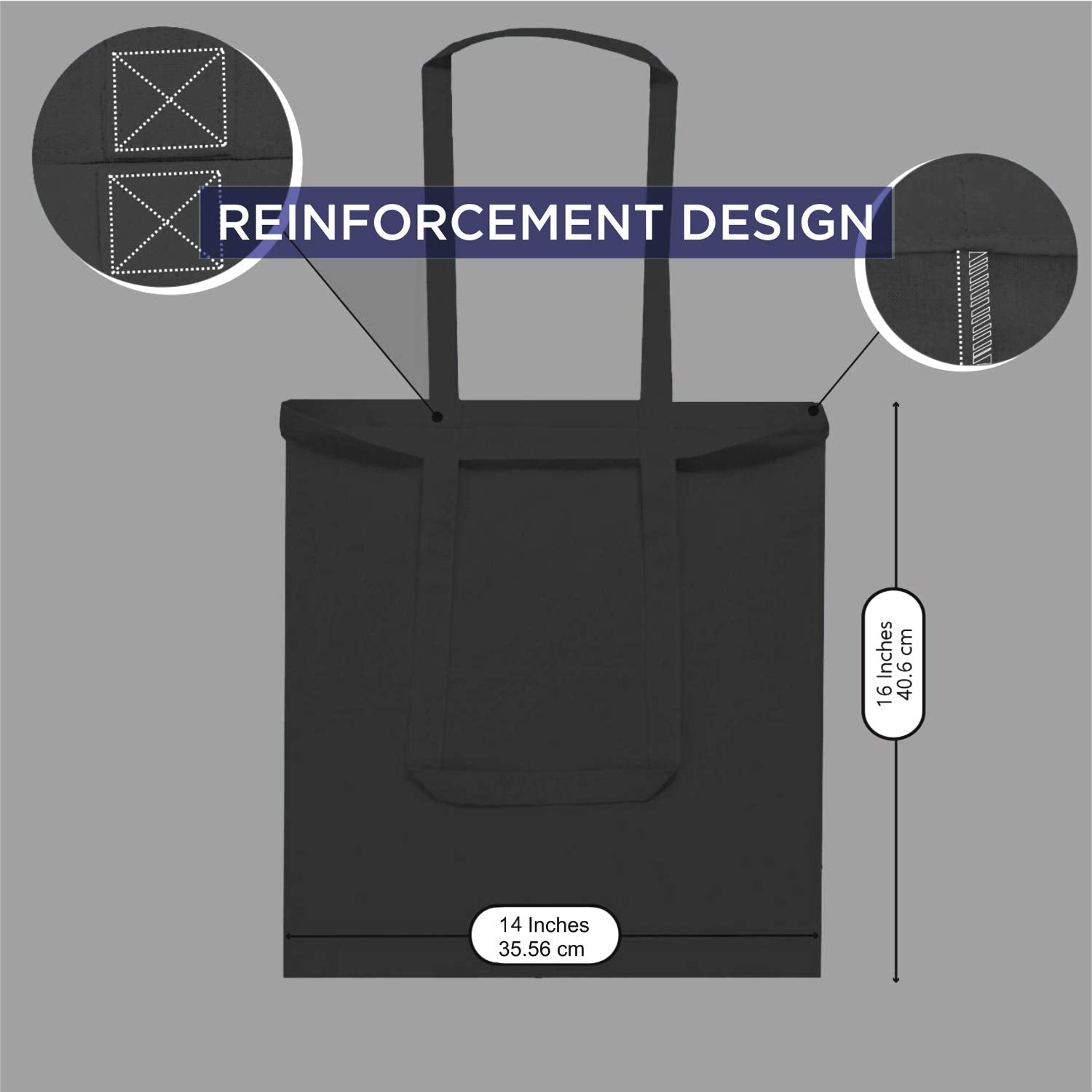 Lify Cotton Canvas Tote Bags Bulk Shopping Bag for Crafts, DIY Reusable Grocery Bag, 14 X 16 Inch – 6 Piece Pack (Black (2Piece)+Off-White (2Piece)+ Grey (2Piece))