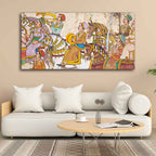 VIBECRAFTS Homcraft Madhubani/Rajasthani Art Premium Canvas Wall Painting With Frame for Living Room Drawing Room Home|Office|Gift (PTVCH_2210)