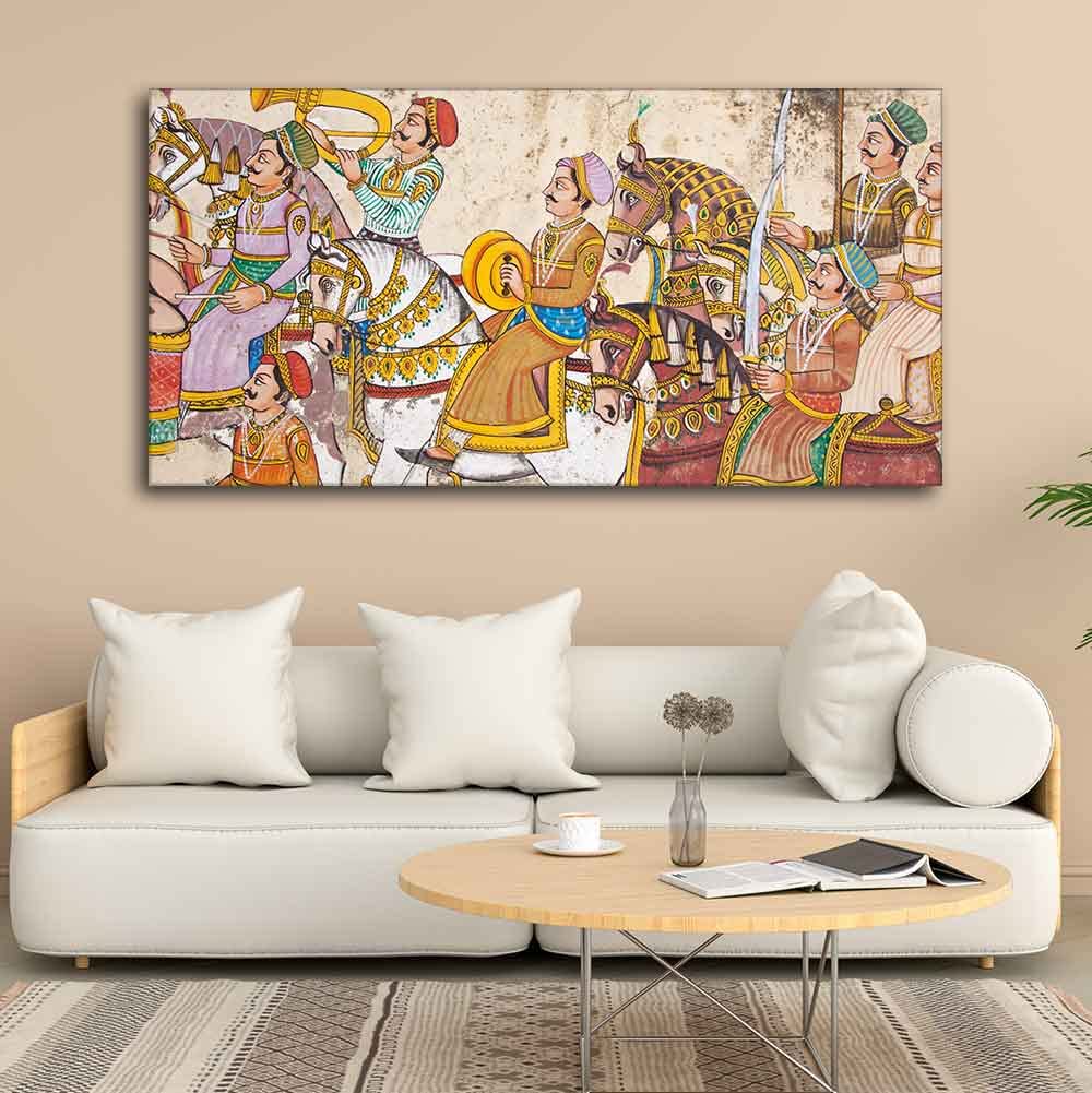 VIBECRAFTS Homcraft Madhubani/Rajasthani Art Premium Canvas Wall Painting With Frame for Living Room Drawing Room Home|Office|Gift (PTVCH_2210)