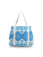 Boho Girl Tote | Blue Beaded Work Tote Bag for Girls | Stylish Bag for Office and Travel | Trendy Shoulder Bag for College or Office | Elegant Ladies Purse | Everyday Fashion Tote Bag