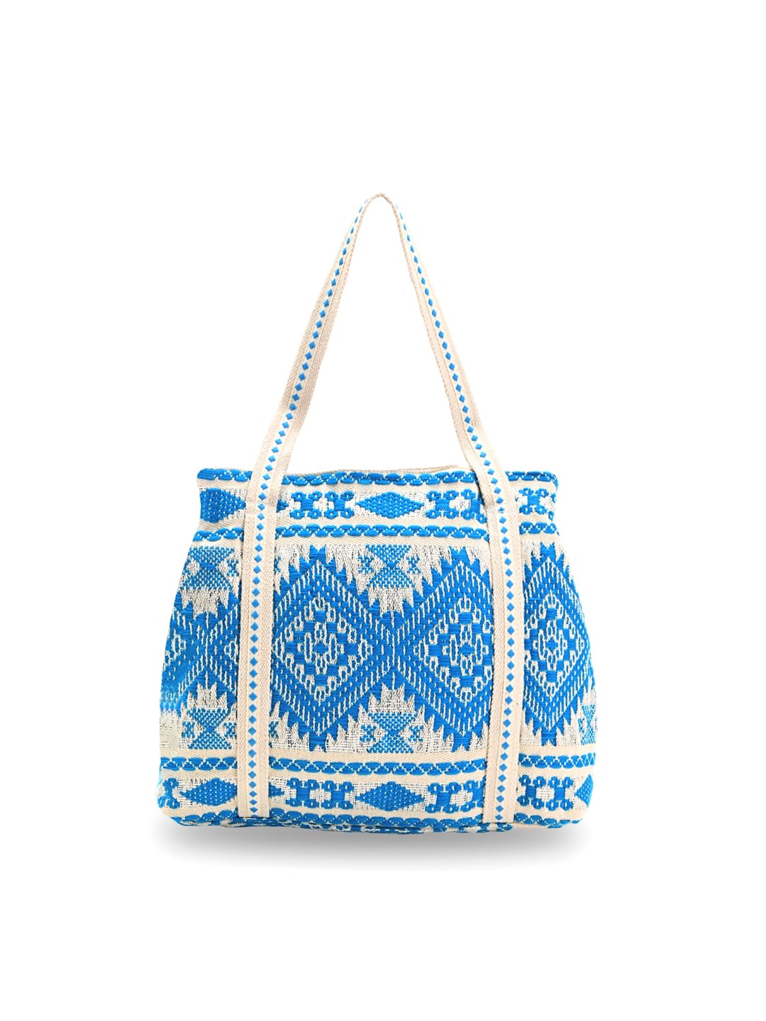 Boho Girl Tote | Blue Beaded Work Tote Bag for Girls | Stylish Bag for Office and Travel | Trendy Shoulder Bag for College or Office | Elegant Ladies Purse | Everyday Fashion Tote Bag