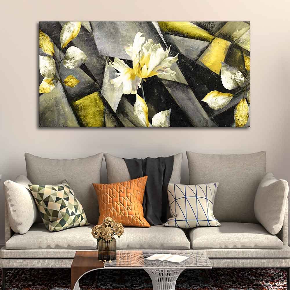 VIBECRAFTS Canvas Paintings for Living Room Drawing Room Abstract Flowers Art Canvas Wall Painting Fitted With Wooden Frame For Home | Office | Living Room | Gifts (PTVCH_2551)