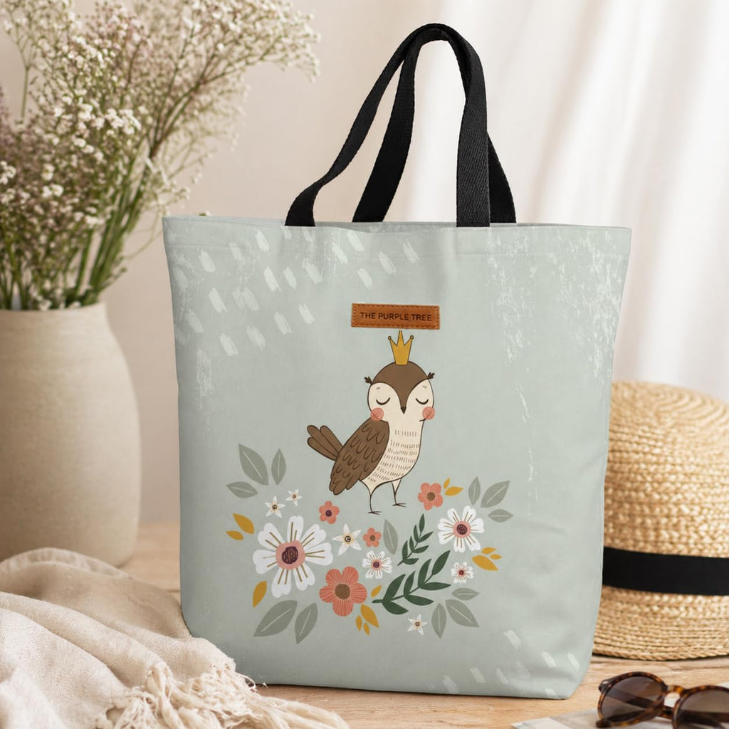 The Purple Tree Eco-Friendly Canvas Tote Bag, Sustainable, Reusable Shopping, Beach, Travel or Everyday Tote, Wide Tote Bag, Bloom