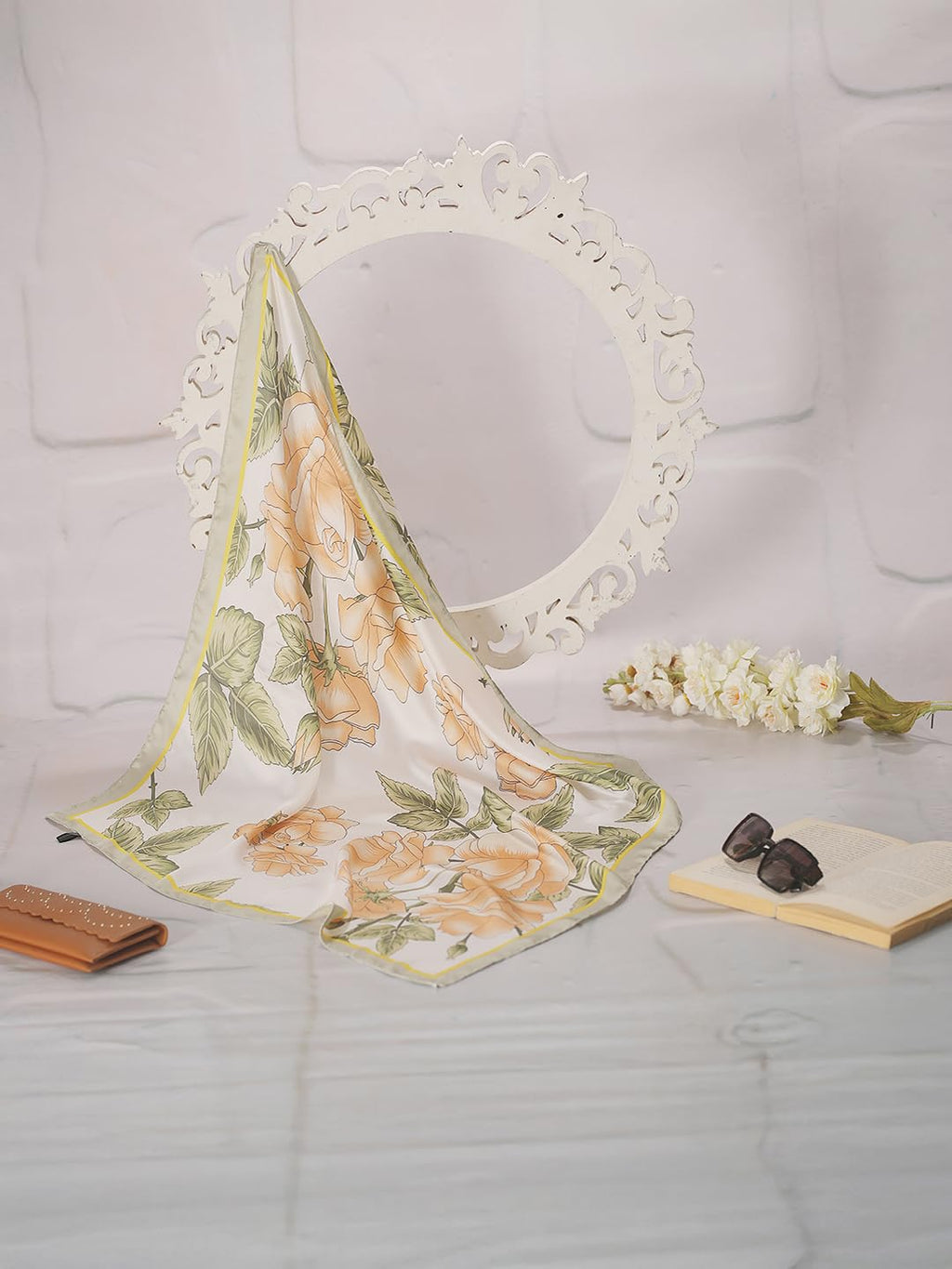 CrossKulture Printed Poly Silken feel Scarf Stole for Women | Stylish, Soft, & Lightweight | Satin Feel Neck, Hair, Head Scarf for Women